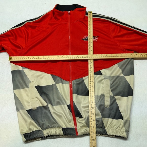 Jeff Staple Pigeon Racing Jacket Mens XL Red Embroidered Full Zip Checkered Flag - Picture 13 of 16